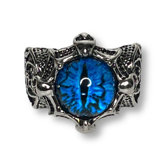 ✦ Men’s Stainless Steel Adjustable Blue Dragon Eye Ring - Picture 3 of 6